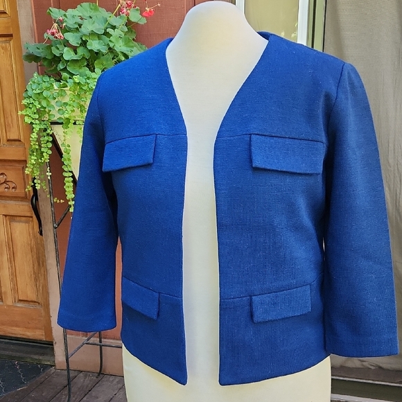 Billy Lewis Dayton Jackets & Blazers - Vintage Women's Blue Blazer Knits By CAMELON